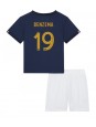 Frankreich Karim Benzema #19 Heimtrikotsatz für Kinder WM 2022 Kurzarm (+ Kurze Hosen)